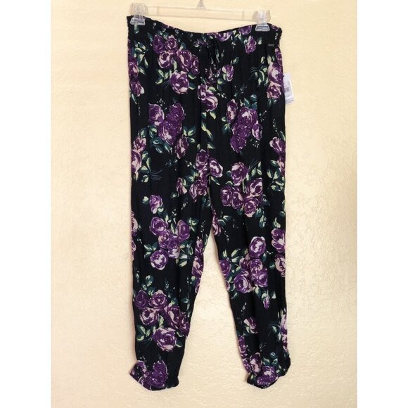 Volcom Women's Purple Summer Casual Defiant One Floral Print Harem Pants  M L - Picture 8 of 12